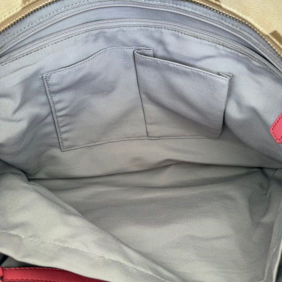 Coach Signature Khaki Canvas & Pink Leather Large Diaper Bag  Tote F19202 - Picture 13 of 16